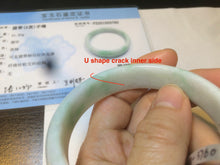 Load image into Gallery viewer, 53.5mm certified 100% natural Type A sunny green/white jadeite jade bangle X98-3760