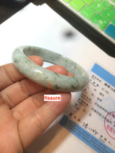 Load image into Gallery viewer, 55mm Certified type A 100% Natural green/white (windflowers, 小碎花) Jadeite Jade bangle AM69-9159