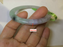 Load image into Gallery viewer, 52.7mm Certified Type A 100% Natural sunny green/purple/white thin Jadeite Jade bangle AE23-1454
