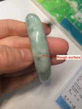 Load image into Gallery viewer, 52.5mm Certified Type A 100% Natural green/gray oval Jadeite Jade  bangle U124-7143