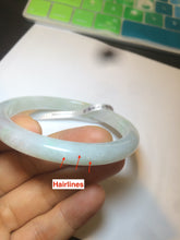 Load image into Gallery viewer, 58mm certified type A 100% Natural fresh light green/white slim jadeite jade bangle E80-0996