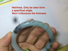 Load image into Gallery viewer, 56.7mm certified type A 100% Natural light/dark green round cut Jadeite Jade bangle Q57-3070