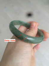 Load image into Gallery viewer, 52.5mm Certified Type A 100% Natural oily dark green/gary oval Jadeite Jade oval bangle etsyAT10-1498