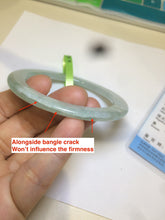 Load image into Gallery viewer, 52mm Certified Type A 100% Natural super watery green flat style Jadeite bangle L110-0036