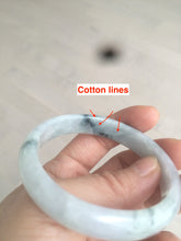 Load image into Gallery viewer, 51mm Certified Type A 100% Natural light purple/white with green floating flowers oval Jadeite Jade bangle N91-2400