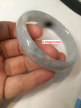 Load image into Gallery viewer, 56.6mm Certified type A 100% Natural watery light green/gray Jadeite Jade bangle J105-7280