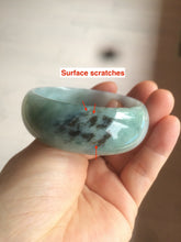 Load image into Gallery viewer, 53mm Certified type A 100% Natural light green/yellow/black broad style oval jadeite jade bangle X96-1036