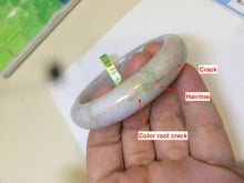 Load image into Gallery viewer, 52mm Certified Type A 100% Natural sunny green/purple/yellow Jadeite Jade bangle L115-5682