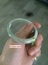 Load image into Gallery viewer, 52.5mm Certified Type A 100% Natural green/white Jadeite Jade oval bangle KS63-8403