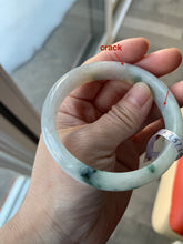 Load image into Gallery viewer, Certified Type A 100% Natural white/green flying flowers Jadeite Jade bangle 57mm  J70-6275