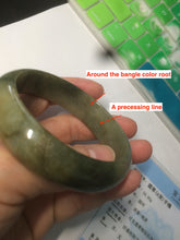 Load image into Gallery viewer, 54.5mm Certified type A 100% Natural dark green/brown/black Jadeite bangle N106-3780