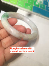 Load image into Gallery viewer, 55.4mm Certified type A 100% Natural sunny green/purple chubby round cut Jadeite bangle N82-8928