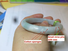 Load image into Gallery viewer, 53.4mm 100% natural Type A green/white jadeite jade bangle G73