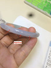 Load image into Gallery viewer, 55.4mm certified type A 100% Natural icy light purple with green floating flowers round cut Jadeite Jade bangle M80-0137