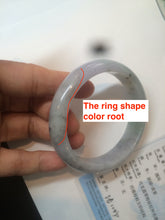Load image into Gallery viewer, 57.4mm certified Type A 100% Natural light green/purple/gray Jadeite Jade bangle AM39-0734