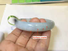 Load image into Gallery viewer, 53.9mm Certified Type A 100% Natural white/purple with green floating flowers Jadeite Jade bangle U71-2697