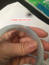 Load image into Gallery viewer, 56.6mm Certified type A 100% Natural watery light green/gray Jadeite Jade bangle J105-7280
