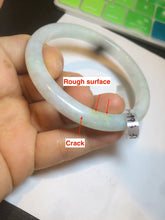 Load image into Gallery viewer, 58mm certified type A 100% Natural fresh light green/white slim jadeite jade bangle E80-0996