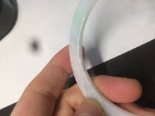 Load image into Gallery viewer, 57mm 100% natural Type A sunny green/white/purple slim flat style jadeite jade bangle AC61-4574