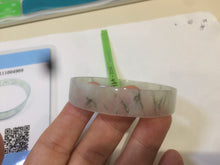 Load image into Gallery viewer, 50mm Certified Type A 100% Natural light white/green floating flowers super thin jadeite jade bangle AK22-4969