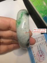 Load image into Gallery viewer, 58mm Certified Type A 100% Natural light sunny green/dark green Jadeite Jade bangle J102-4120
