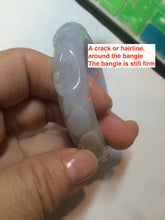 Load image into Gallery viewer, 51mm Certified Type A 100% Natural light purple white vintage style Jadeite Jade oval bangle AM38-0157