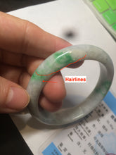 Load image into Gallery viewer, 50mm Certified Type A 100% Natural sunny green/white Jadeite Jade bangle AF60-0755
