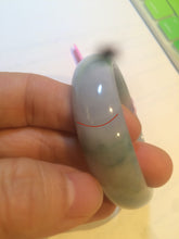 Load image into Gallery viewer, 51mm certified 100% natural Type A green/purple/gray oval jadeite jade bangle R49-5465