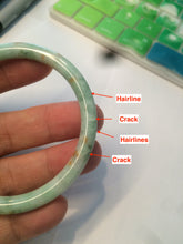 Load image into Gallery viewer, 51.5mm certificated Type A 100% Natural sunny green whit red floating flowers slim Jadeite Jade bangle AR60-0193