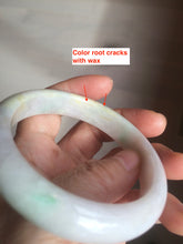 Load image into Gallery viewer, 56.2 mm certificated Type A 100% Natural light green/yellow/purple Jadeite Jade bangle AM7-7533