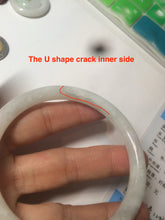 Load image into Gallery viewer, 57.3mm certified 100% natural white slim round cut jadeite jade bangle AF48-3454