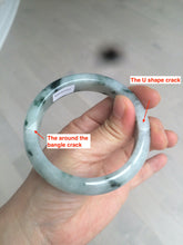 Load image into Gallery viewer, 56.7mm certified 100% natural type A icy watery green flying flowers jadeite jade bangle AS66-1633