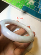 Load image into Gallery viewer, 53.8mm Certified type A 100% Natural light purple white chubby round cut Jadeite Jade bangle AS6-5121