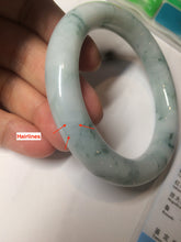 Load image into Gallery viewer, 56.5mm Certified 100% natural Type A light green/yellow with green flying flowers round cut jadeite jade bangle AS65-1634