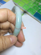 Load image into Gallery viewer, 47.5mm Certified Type A 100% Natural light green/white oval Jadeite Jade bangle S8-5094