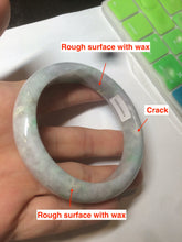 Load image into Gallery viewer, 55.7mm certified 100% natural Type A sunny green/white/purple jadeite jade bangle C61-00514