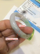 Load image into Gallery viewer, 51mm Certified Type A 100% Natural sunny green/black oval Jadeite Jade bangle AJ9-5097