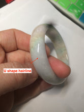 Load image into Gallery viewer, 48mm Type A 100% Natural sunny green/purple/yellow ovalJadeite Jade bangle X105-9226