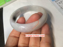 Load image into Gallery viewer, 53mm Certified type A 100% Natural light green purple oval jadeite jade bangle AD70-2162