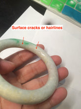 Load image into Gallery viewer, 55.7mm Certified type A 100% Natural sunny green/purple chubby round cut Jadeite bangle N83-8922