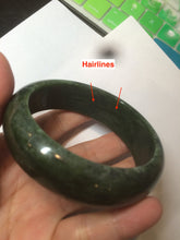 Load image into Gallery viewer, 60.5mm 100% Natural dark green/black nephrite Jade(碧玉)  bangle HF17