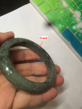 Load image into Gallery viewer, 54.9mm certified Type A 100% Natural dark green/black jadeite jade bangle N102-9772