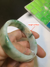 Load image into Gallery viewer, 52.6mm 100% natural Type A green/yellow/white with floating green flowers square jadeite jade bangle A85-8807
