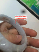 Load image into Gallery viewer, 51mm Certified Type A 100% Natural light purple white vintage style Jadeite Jade oval bangle AM38-0157