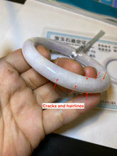 Load image into Gallery viewer, 55.8mm Certified type A 100% Natural light purple sunny green white round cut Jadeite Jade bangle AS7-5130