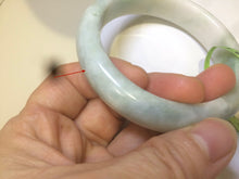 Load image into Gallery viewer, 58mm certificated Type A 100% Natural sunny green/white Jadeite Jade bangle E48-7904