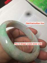 Load image into Gallery viewer, 48mm Type A 100% Natural sunny green/purple/yellow ovalJadeite Jade bangle X105-9226