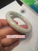 Load image into Gallery viewer, 55.7mm Certified type A 100% Natural sunny green/purple chubby round cut Jadeite bangle N83-8922