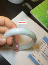 Load image into Gallery viewer, 57mm certified type A 100% Natural white green jadeite jade bangle AD52-9288
