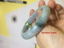 Load image into Gallery viewer, 57.7mm certified Type A 100% Natural green/gray/white Jadeite Jade bangle U51-1111